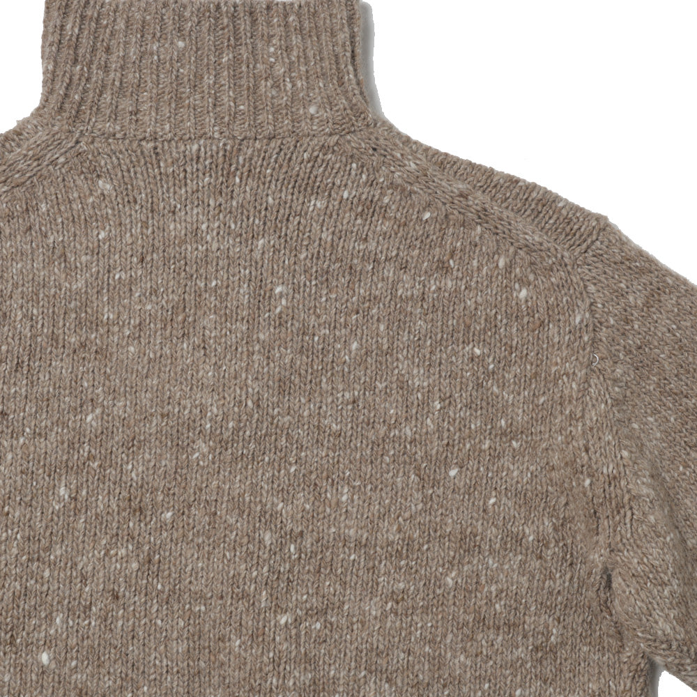 LOW-GAUGE HOMESPUN TWEED KNIT ZIP TURTLE