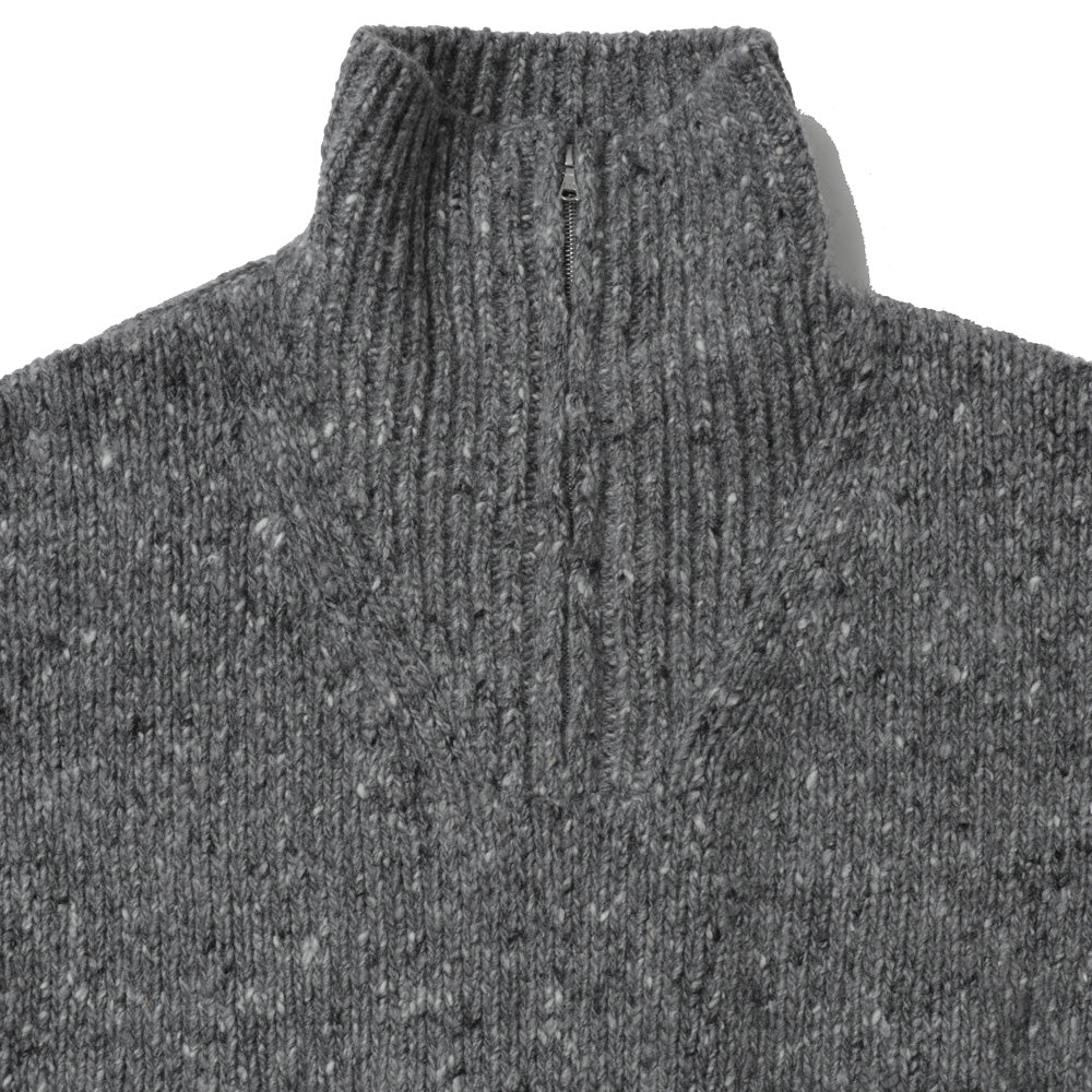 LOW-GAUGE HOMESPUN TWEED KNIT ZIP TURTLE