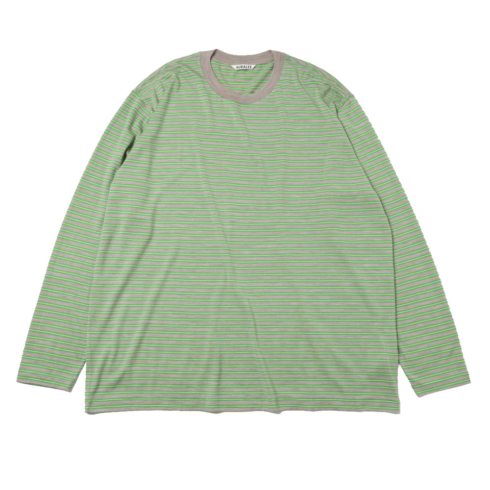 AURALEE) SOFT SMOOTH WOOL STRIPE JERSEY L/S TEE (A26AP01BT