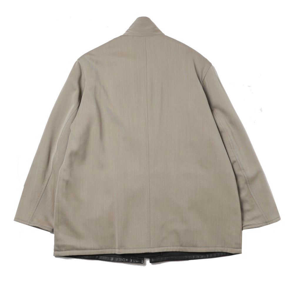 REVERSIBLE WOOL TWISTED TWILL/ SHEEP LEATHER HALF COAT