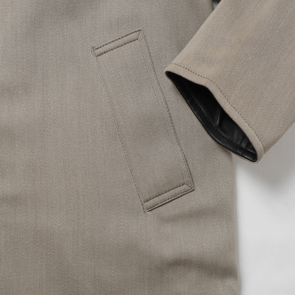 REVERSIBLE WOOL TWISTED TWILL/ SHEEP LEATHER HALF COAT