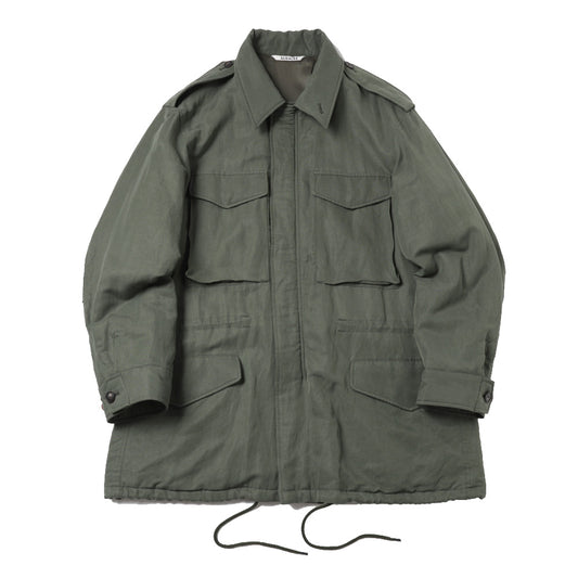 BRUSHED SILK LINEN SATIN PADDED MILITARY BLOUSON