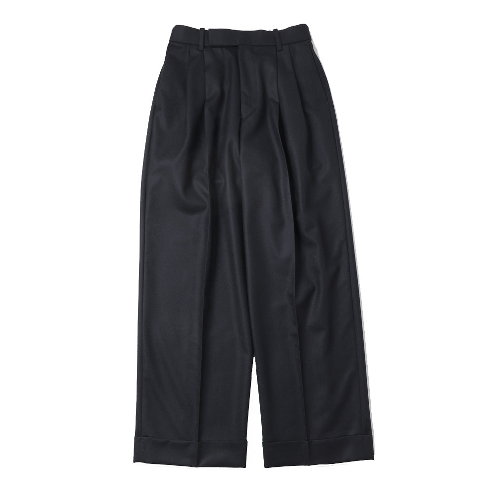 DOUBLE PLEATED WIDE TROUSERS ORGANIC WOOL FLANNEL
