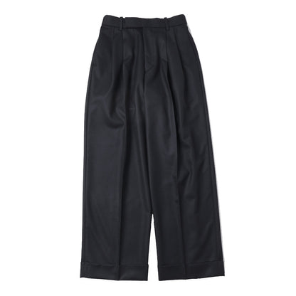 DOUBLE PLEATED WIDE TROUSERS ORGANIC WOOL FLANNEL