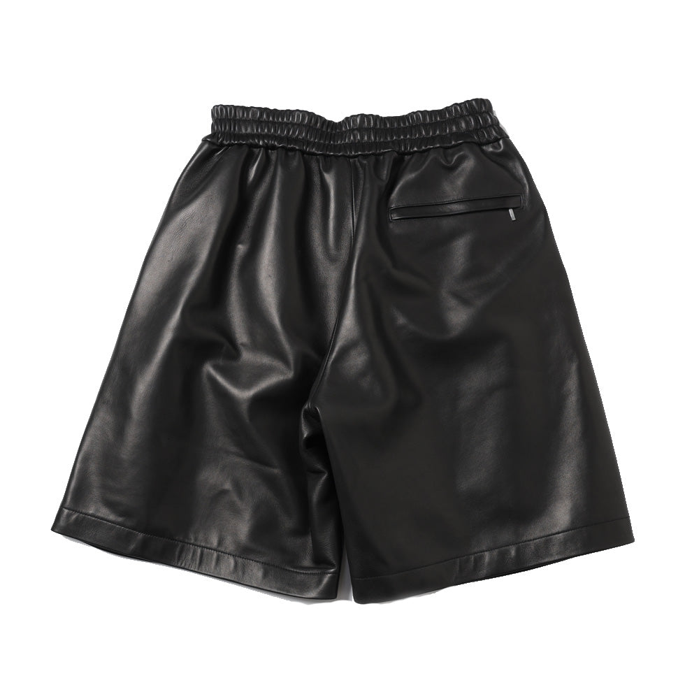 Lamb Leather Track Wide Shorts