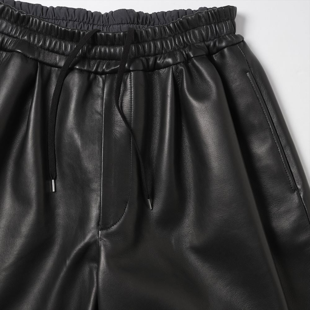 Lamb Leather Track Wide Shorts