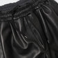 Lamb Leather Track Wide Shorts