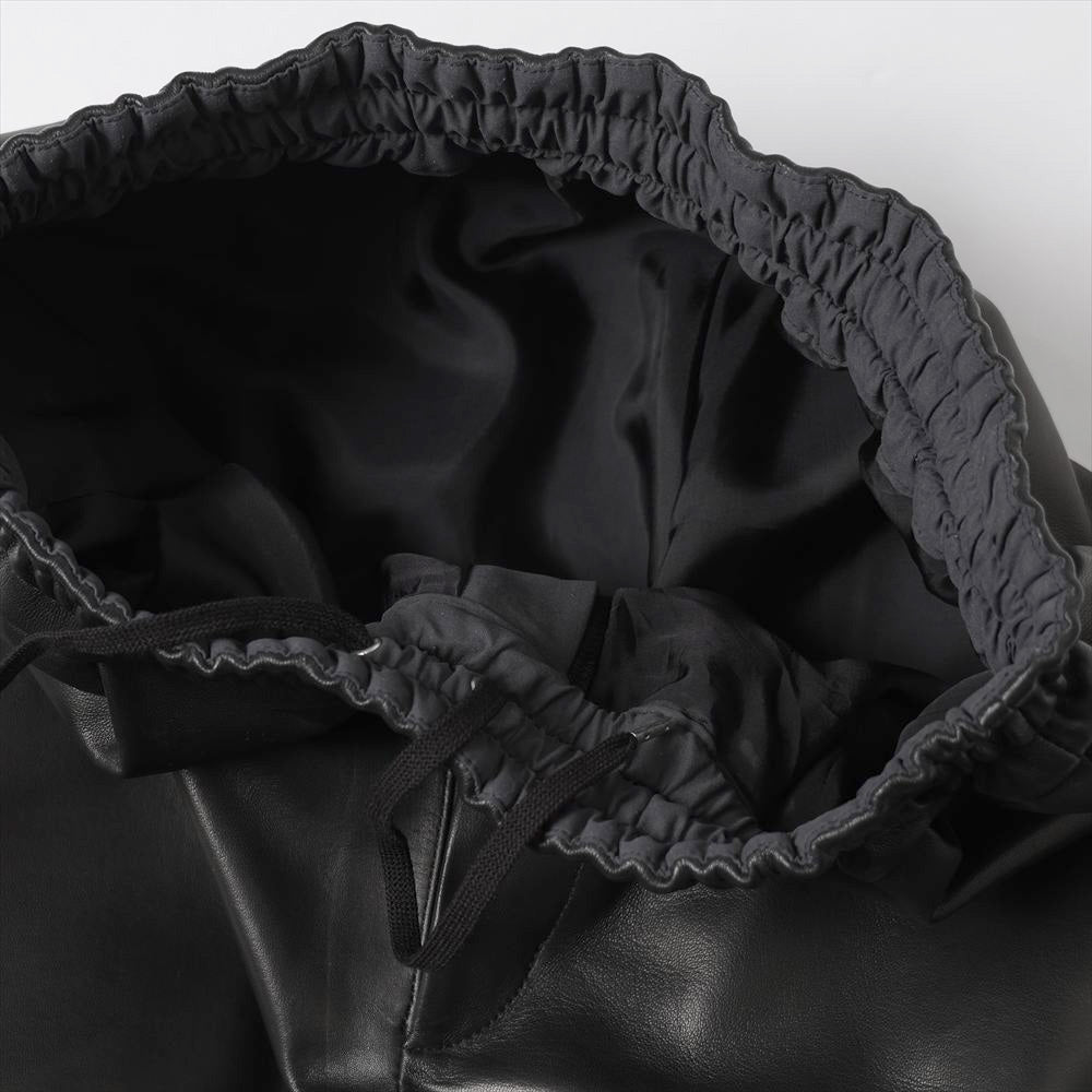 Lamb Leather Track Wide Shorts