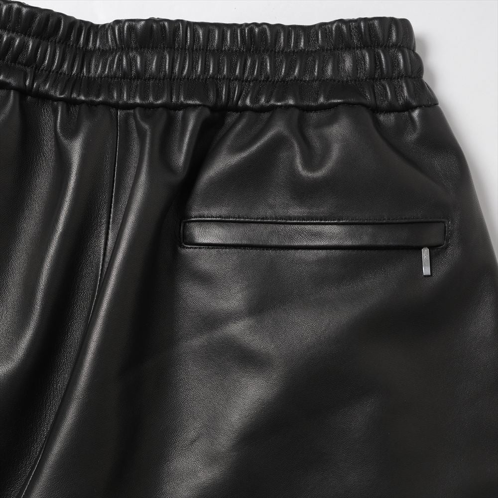 Lamb Leather Track Wide Shorts