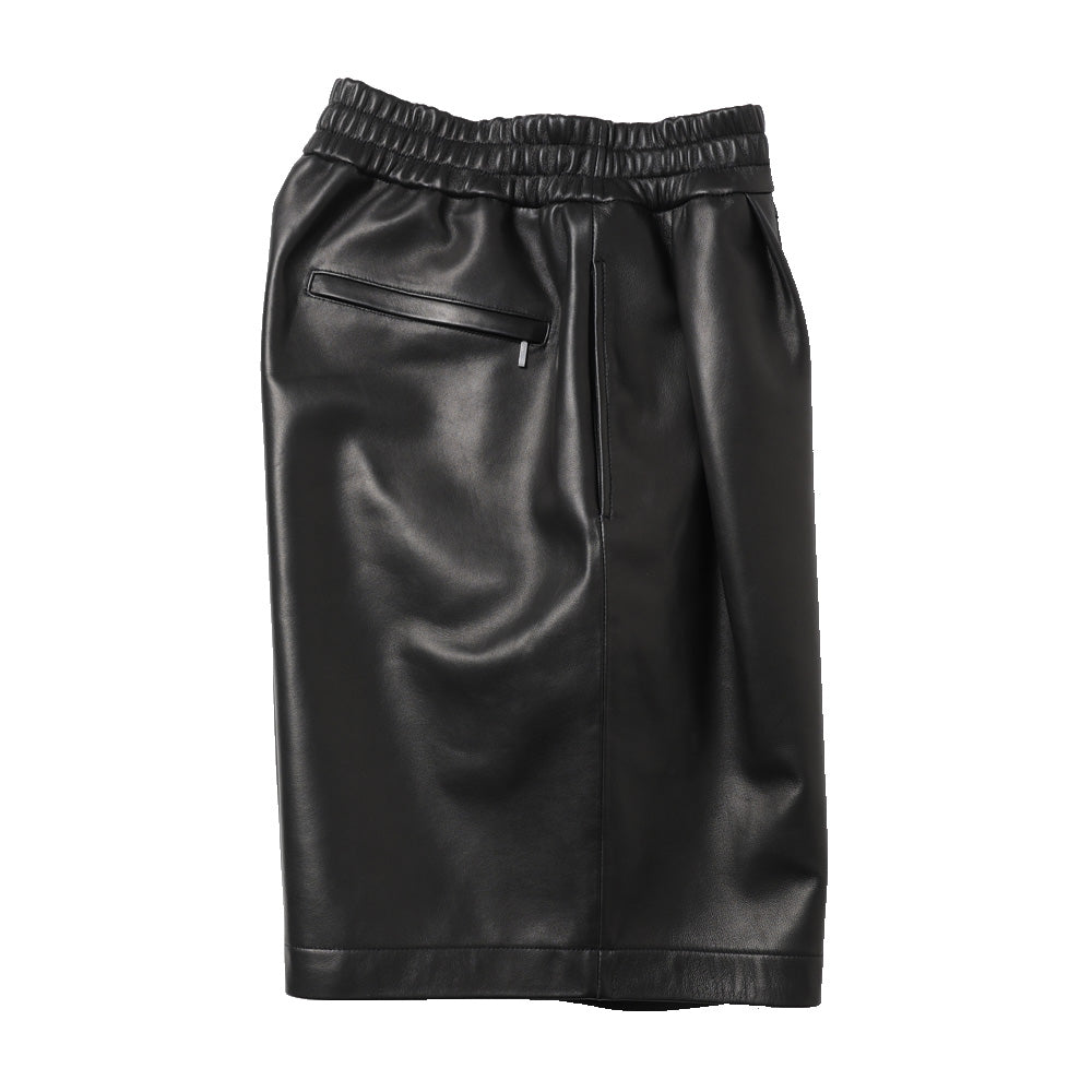 Lamb Leather Track Wide Shorts