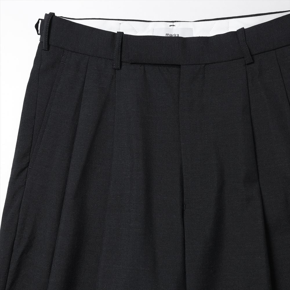 TWO TUCK BAGGY TROUSERS WOOL TROPICAL WASHER