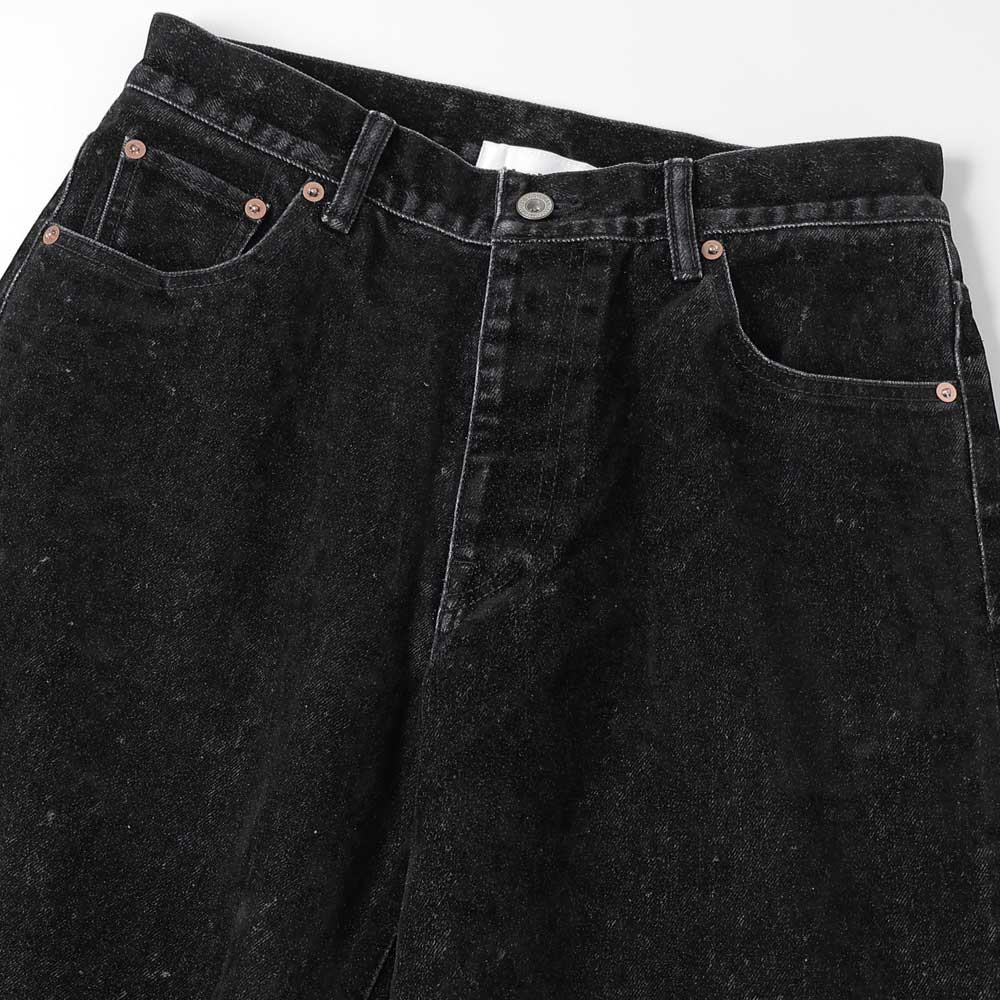 FLOCKED DEINM EMBROIDERED PANTS