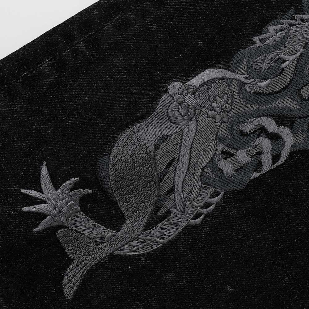 FLOCKED DEINM EMBROIDERED PANTS
