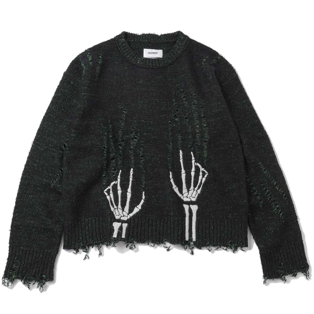 SKELTON SCRATCH KNIT PULLOVER