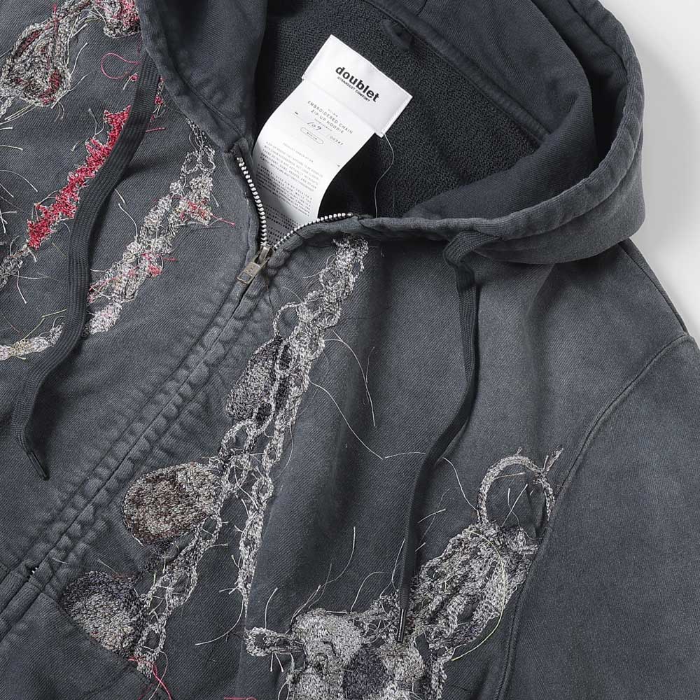 トップス doublet BURNING EMBROIDERY ZIP UP HOODIE doublet】EMBROIDERED CHAIN ZIPUP HOODIE - Amanojak.