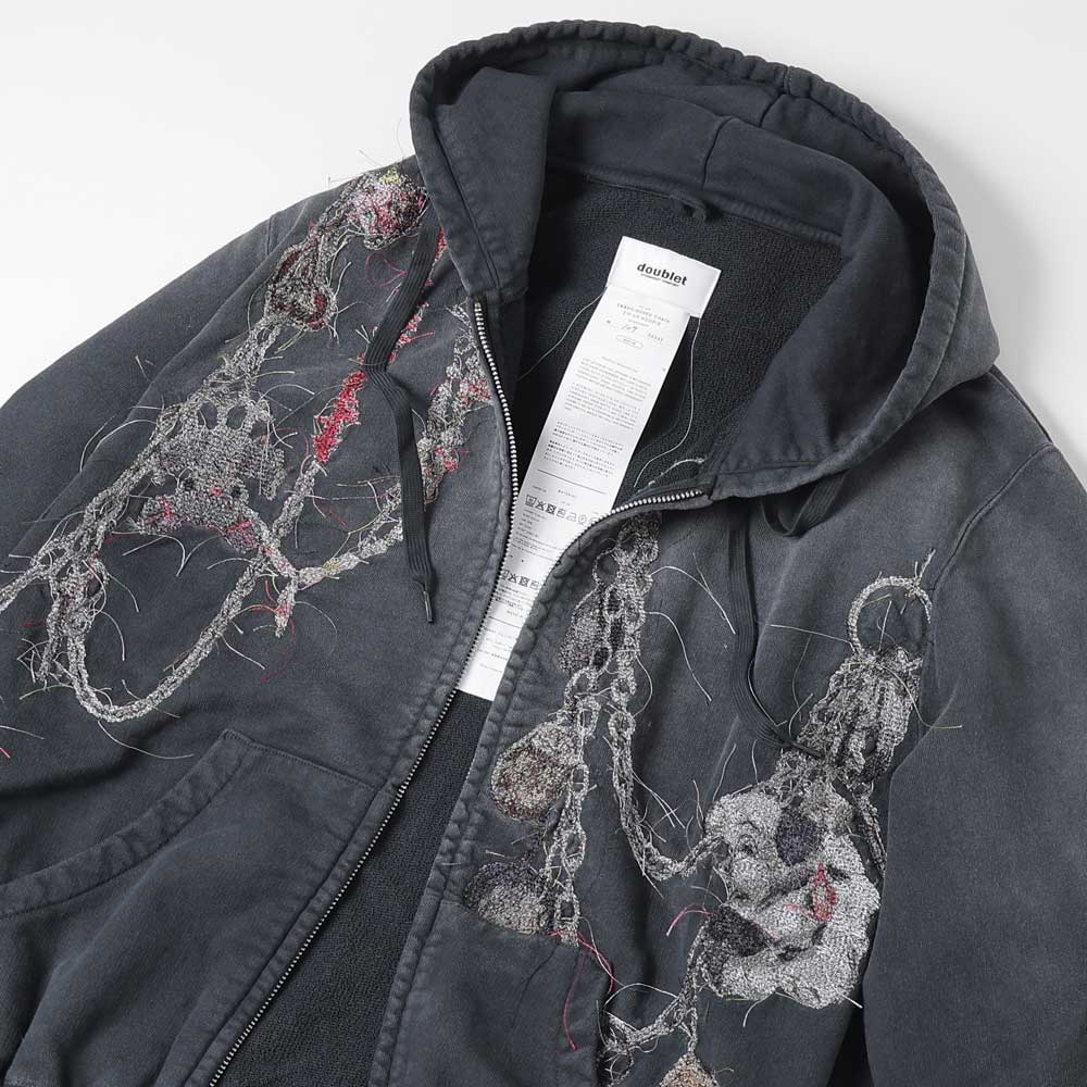 EMBROIDERED CHAIN ZIP-UP HOODIE