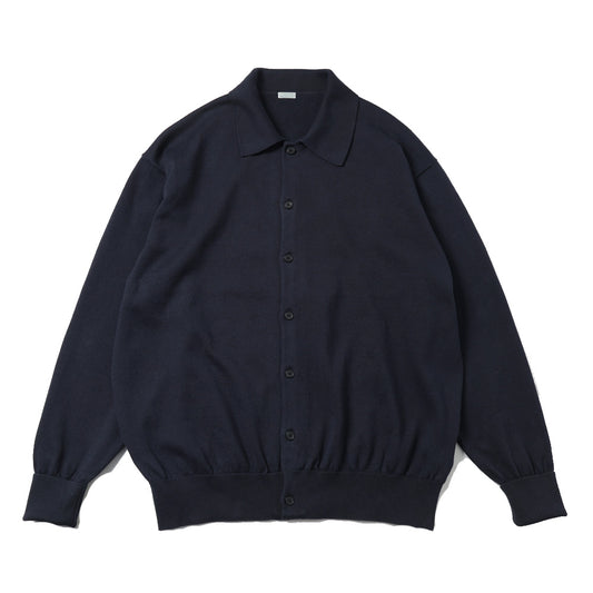 Cotton Knit Polo Collar Cardigan