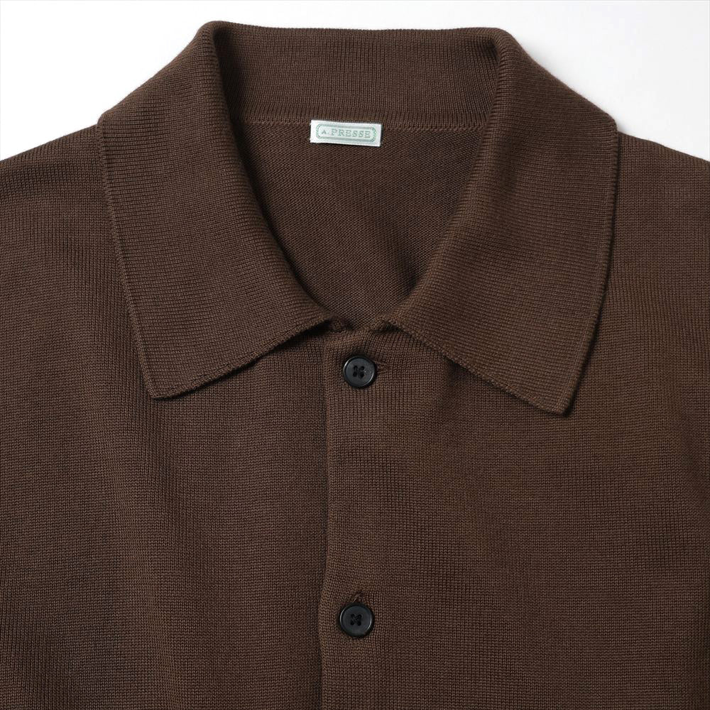 Cotton Knit Polo Collar Cardigan