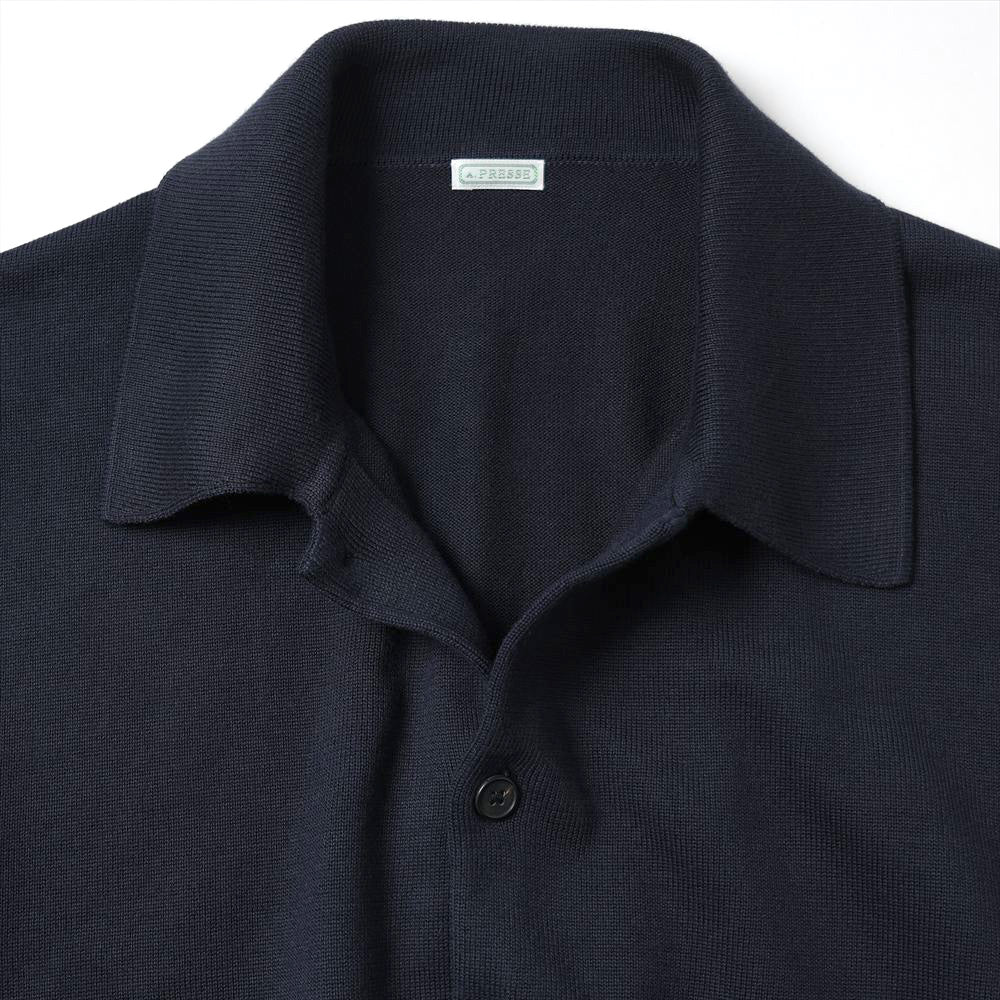 Cotton Knit Polo Collar Cardigan