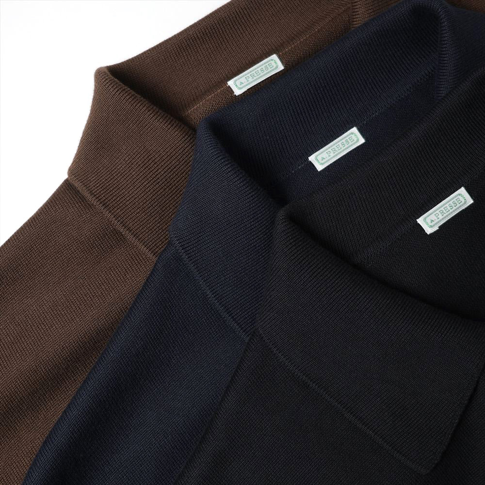 Cotton Knit Polo Collar Cardigan