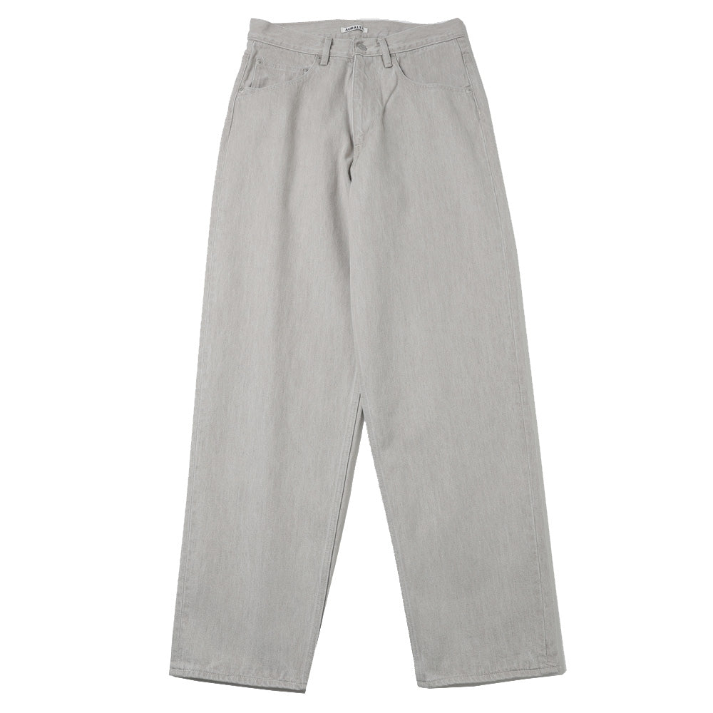 AURALEE) FADED HARD TWIST BROWN DENIM WIDE PANTS (A26SP02BD
