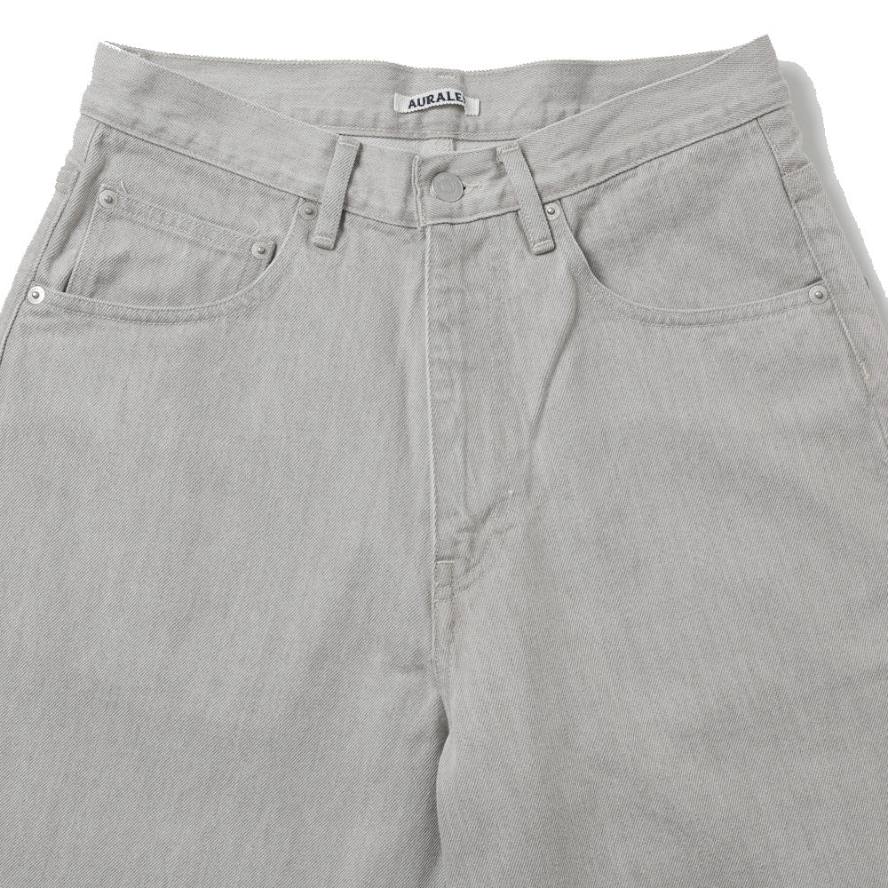 AURALEE) FADED HARD TWIST BROWN DENIM WIDE PANTS (A26SP02BD