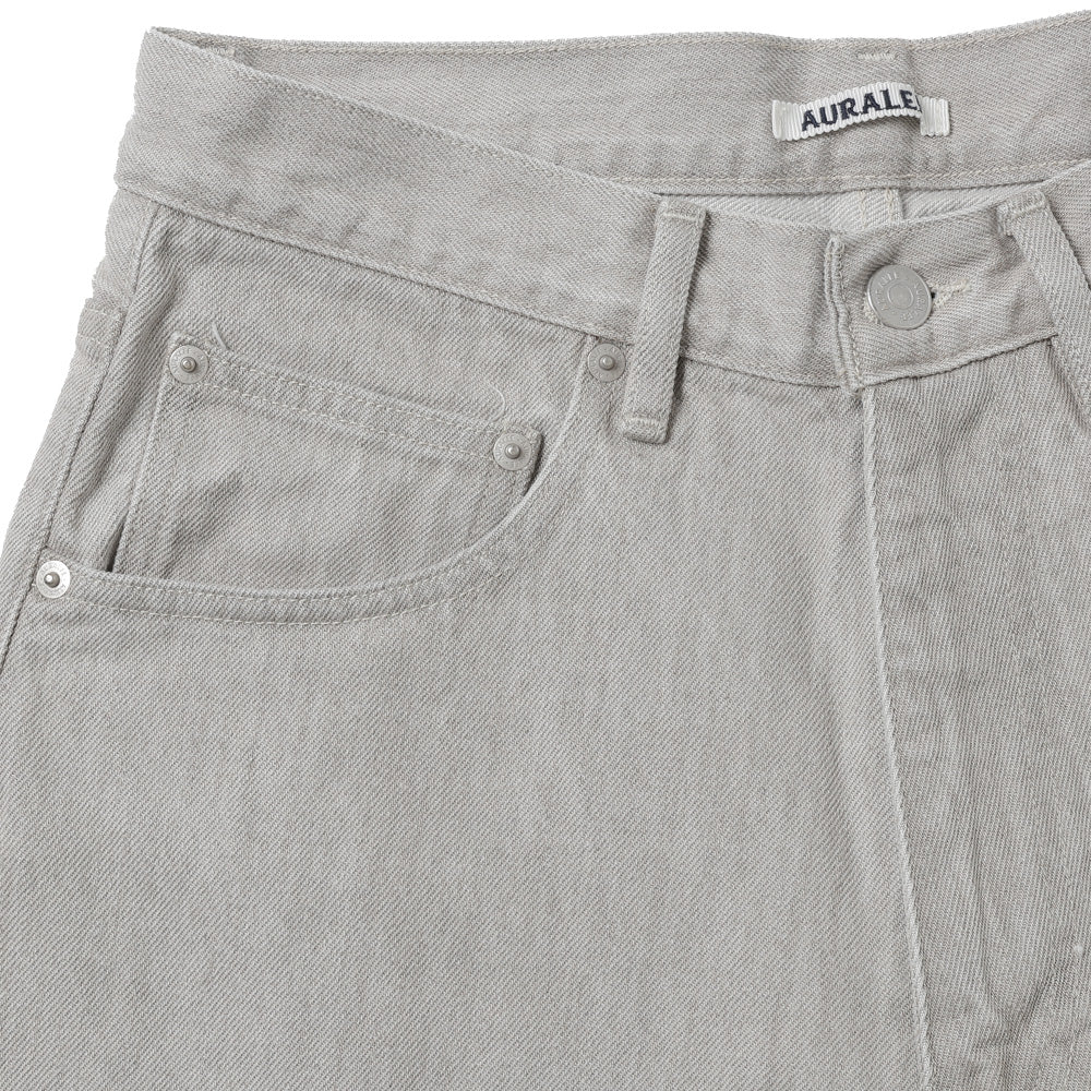 AURALEE) FADED HARD TWIST BROWN DENIM WIDE PANTS (A26SP02BD