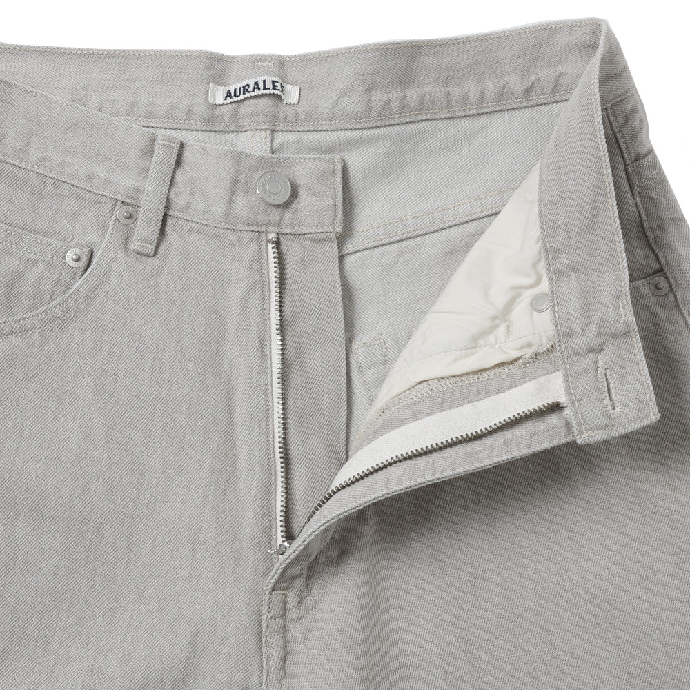 AURALEE) FADED HARD TWIST BROWN DENIM WIDE PANTS (A26SP02BD