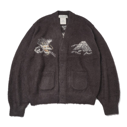 Brushed knit cardigan (Dragon and Tiger pattern)
