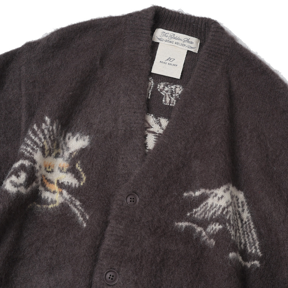 Brushed knit cardigan (Dragon and Tiger pattern)