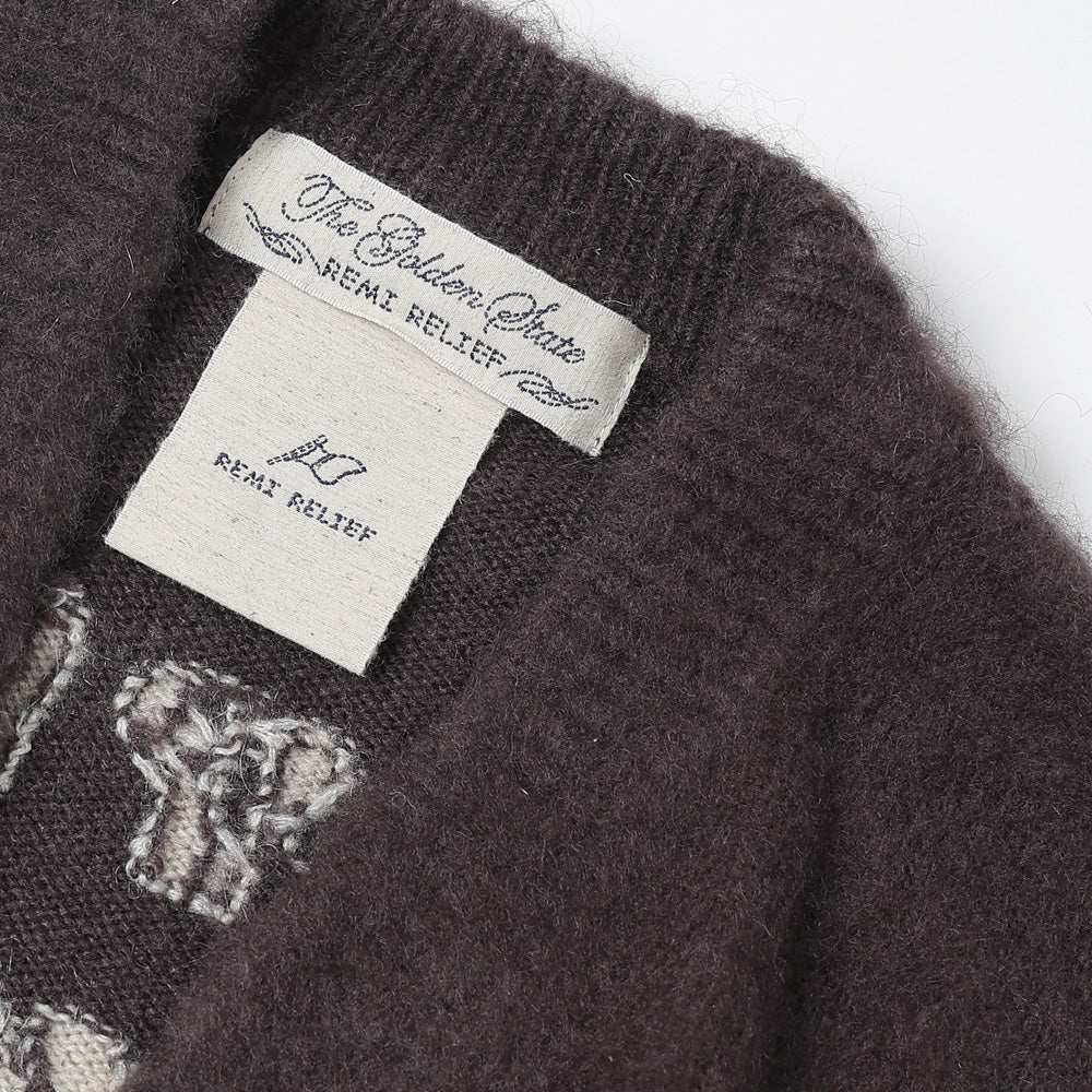 Brushed knit cardigan (Dragon and Tiger pattern)