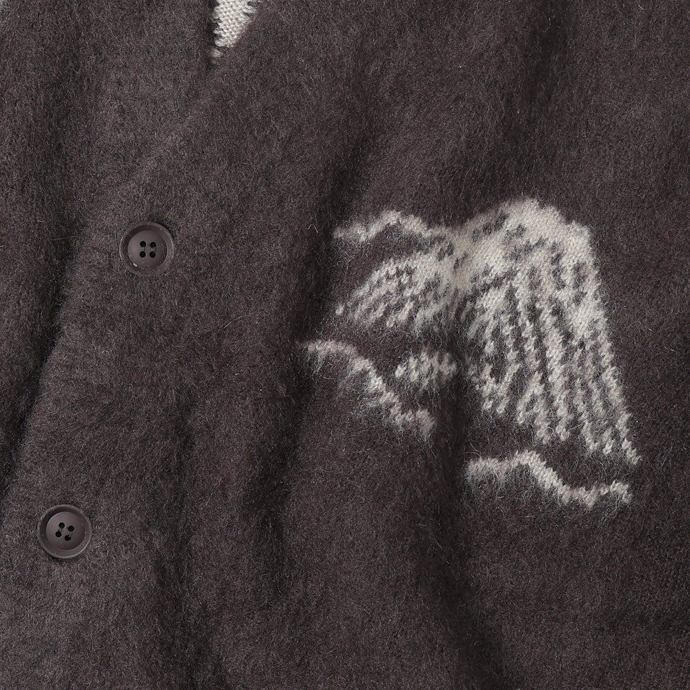 Brushed knit cardigan (Dragon and Tiger pattern)