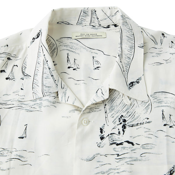 ORIGINAL PRINTED OPEN COLLAR SHIRTS(MARINE )L/S