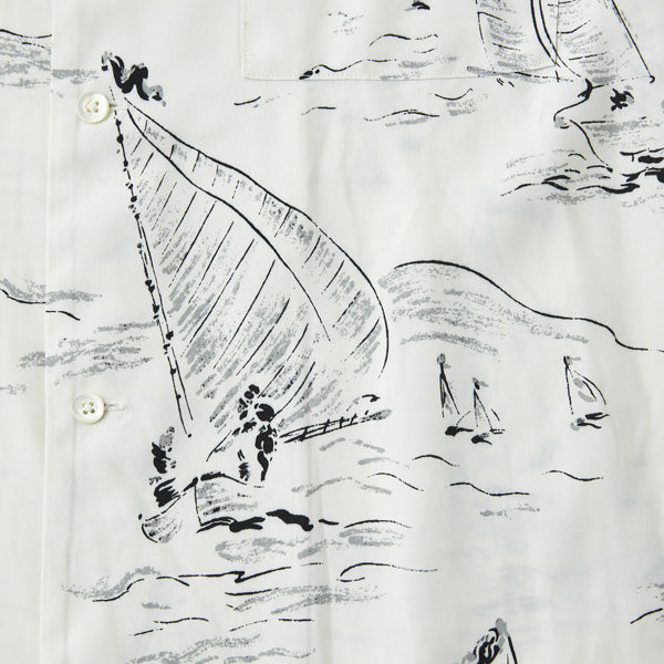 ORIGINAL PRINTED OPEN COLLAR SHIRTS(MARINE)L/S