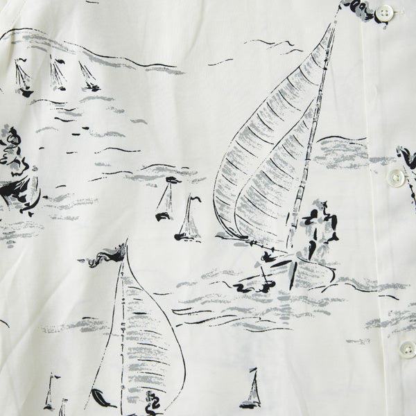 ORIGINAL PRINTED OPEN COLLAR SHIRTS(MARINE)L/S