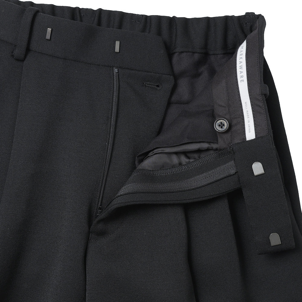 MARKAWARE - DOUBLE PLEATED WIDE TROUSERS ORGANIC WOOL GABARDINE