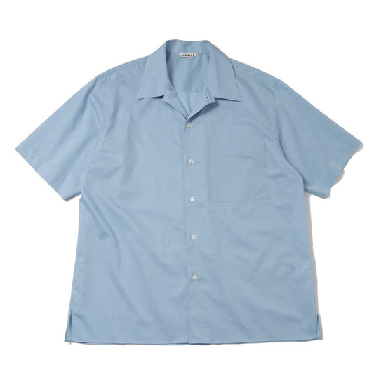 WASHED FINX TYPEWRITER OPEN COLLAR HALF SLEEVED SHIRT