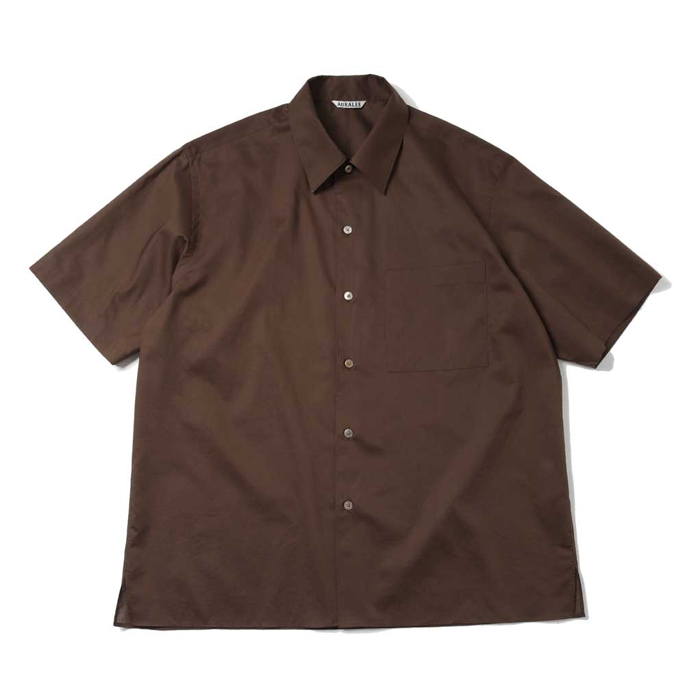 WASHED FINX TYPEWRITER OPEN COLLAR HALF SLEEVED SHIRT