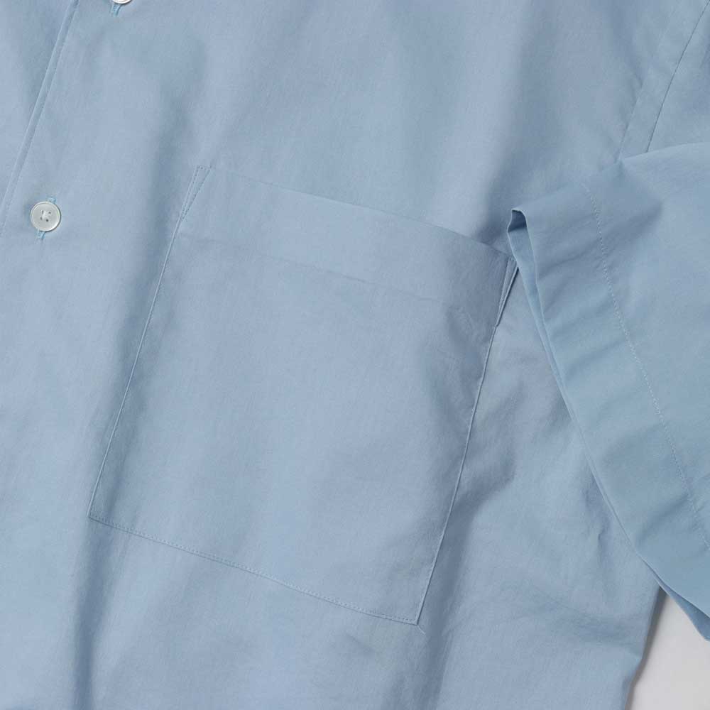 WASHED FINX TYPEWRITER OPEN COLLAR HALF SLEEVED SHIRT