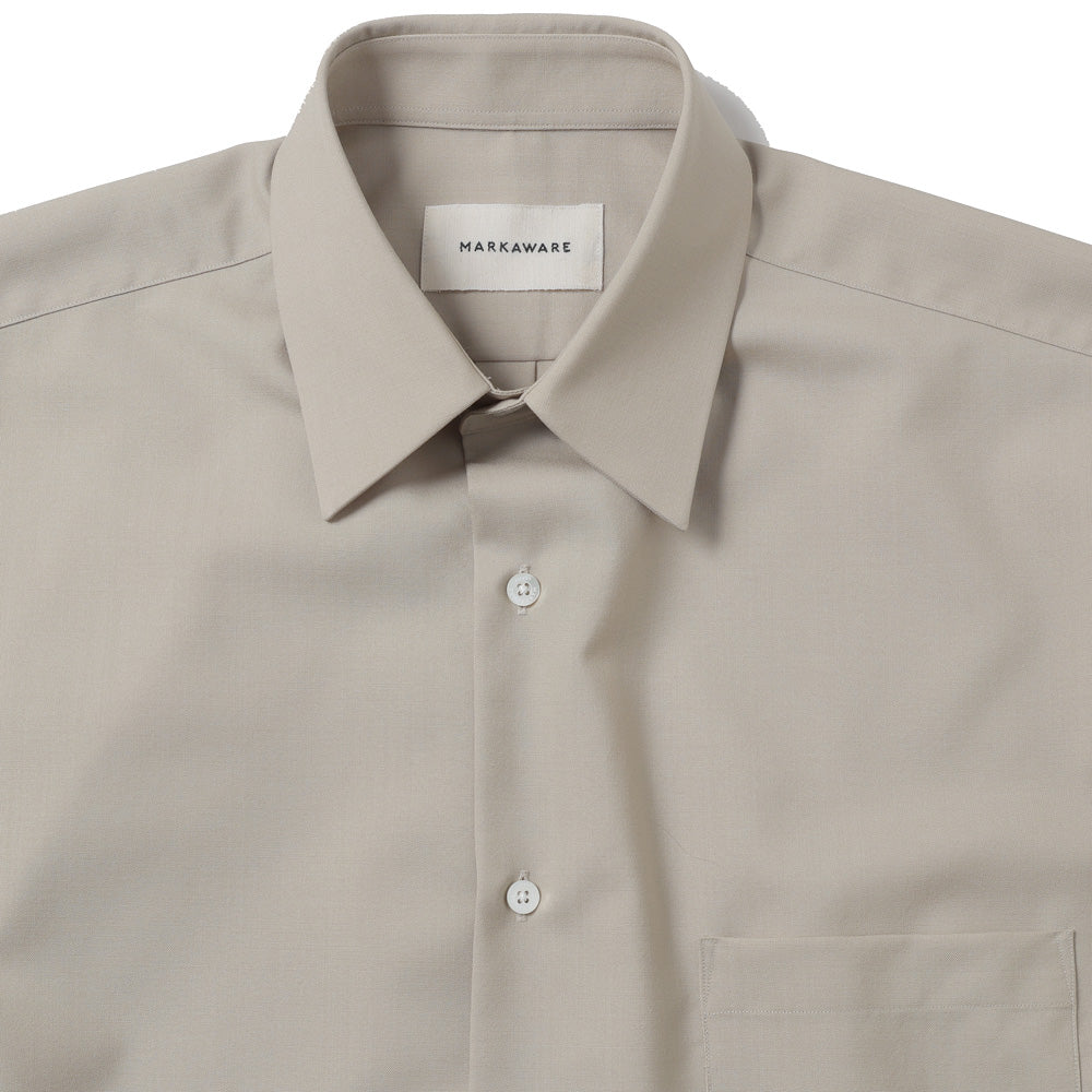 MARKAWARE コンフォートフィットシャツ ウール ベージュ2 MARKAWARE(マーカウェア) - COMFORT FIT SHIRT ORGANIC WOOL 2/80