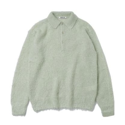 BRUSHED SUPER KID MOHAIR KNIT POLO