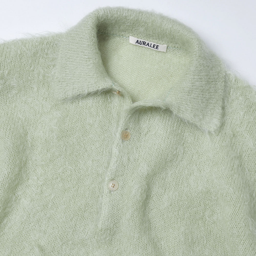 BRUSHED SUPER KID MOHAIR KNIT POLO
