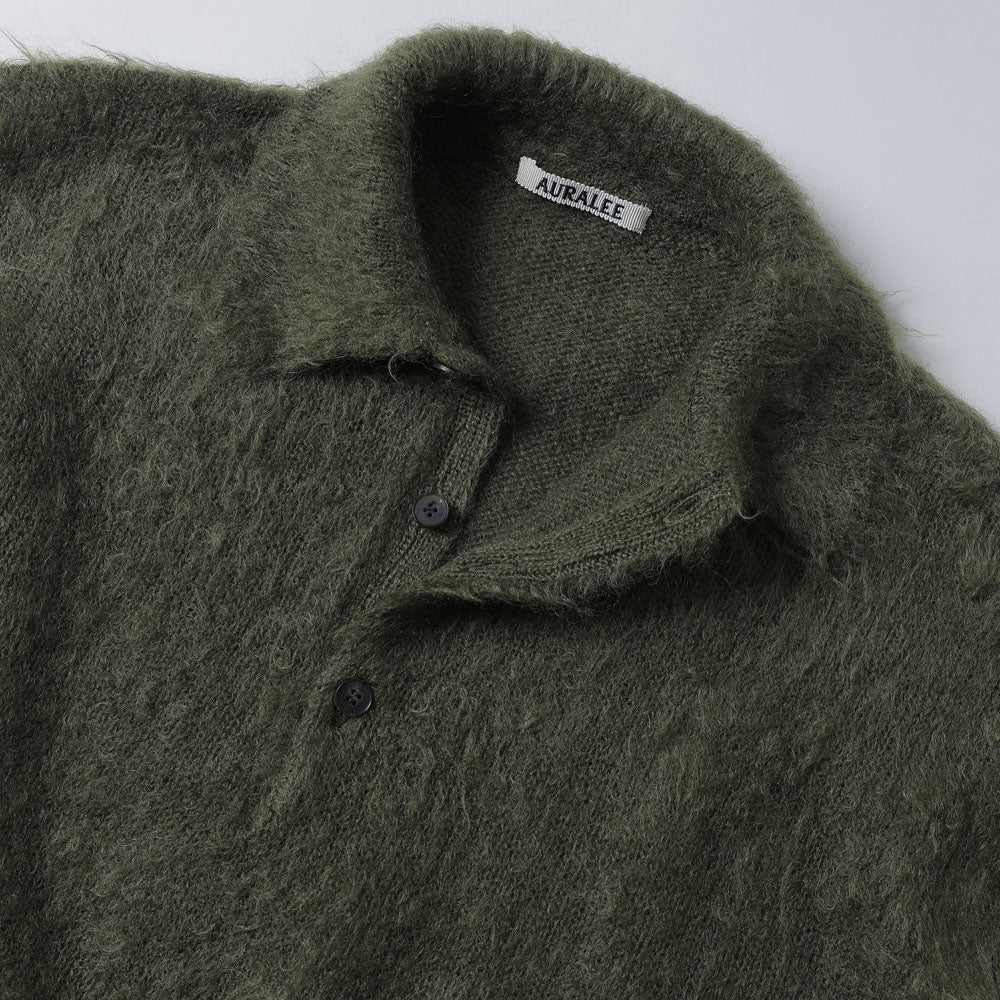 BRUSHED SUPER KID MOHAIR KNIT POLO