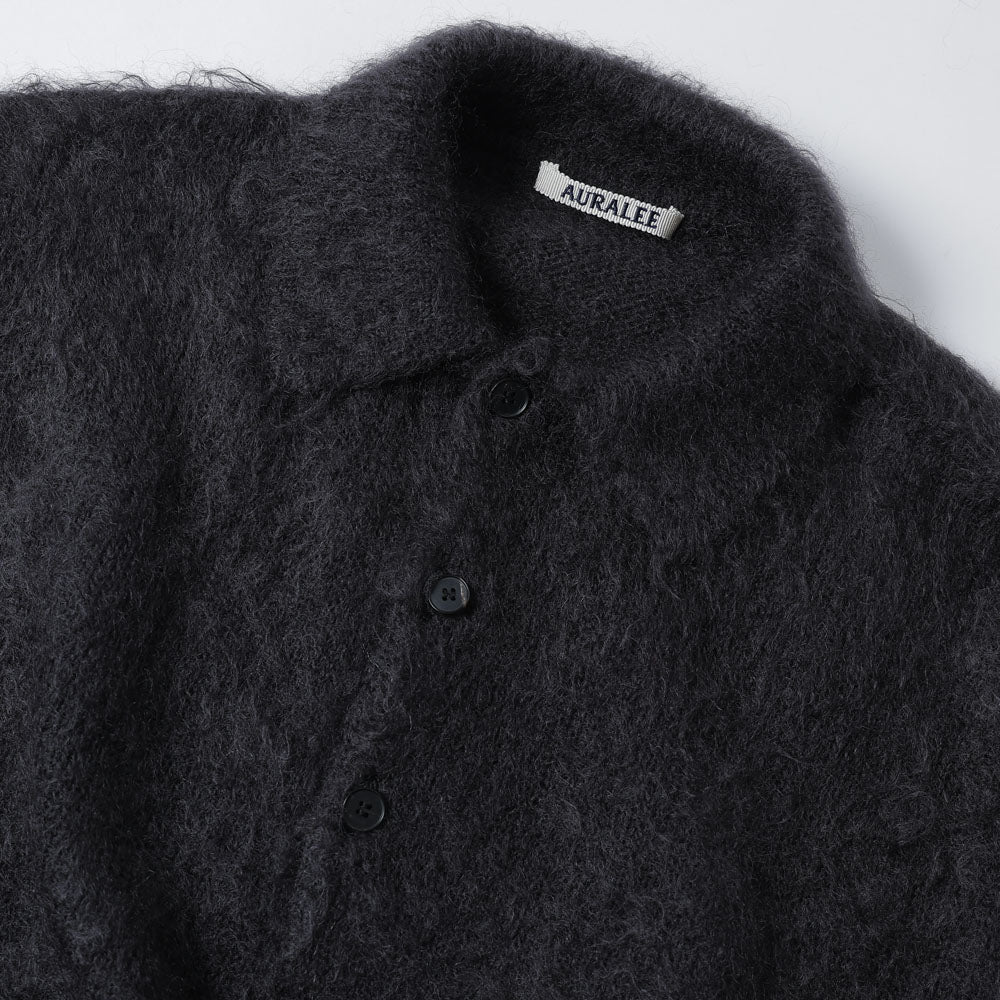 BRUSHED SUPER KID MOHAIR KNIT POLO