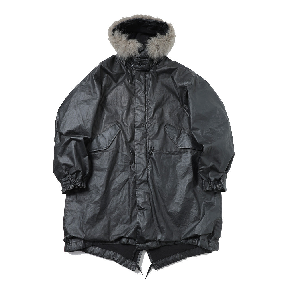 ペーパーレザー ミリタリーフーデッドコート