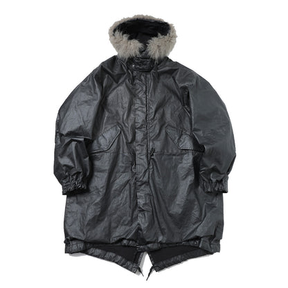 ペーパーレザー ミリタリーフーデッドコート