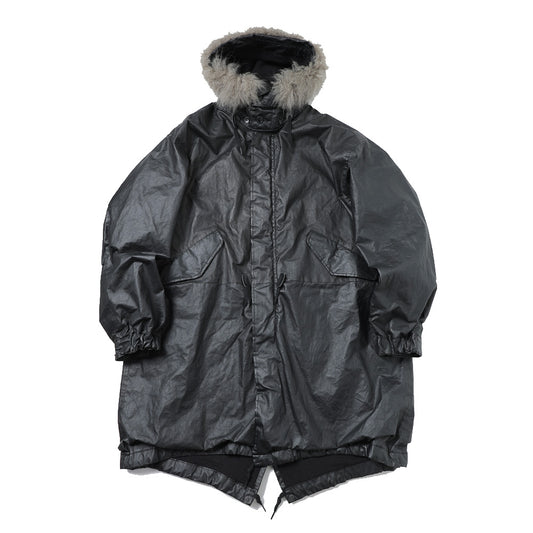 ペーパーレザー ミリタリーフーデッドコート