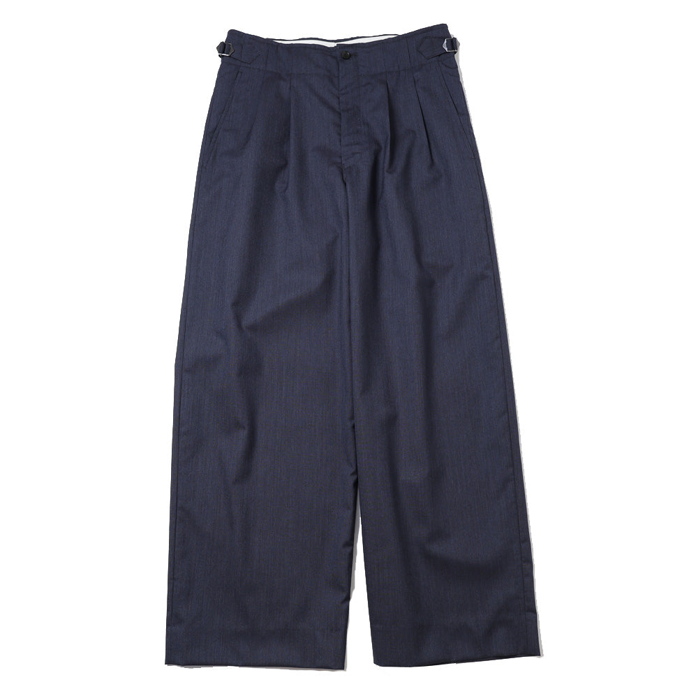 TWO TUCK MILITARY TROUSERS WOOL TROPICAL MELANGE