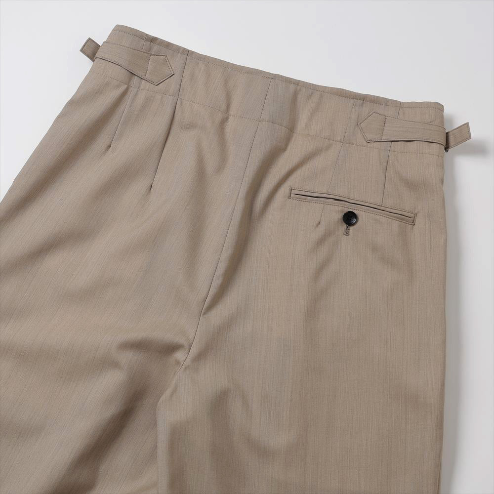 TWO TUCK MILITARY TROUSERS WOOL TROPICAL MELANGE
