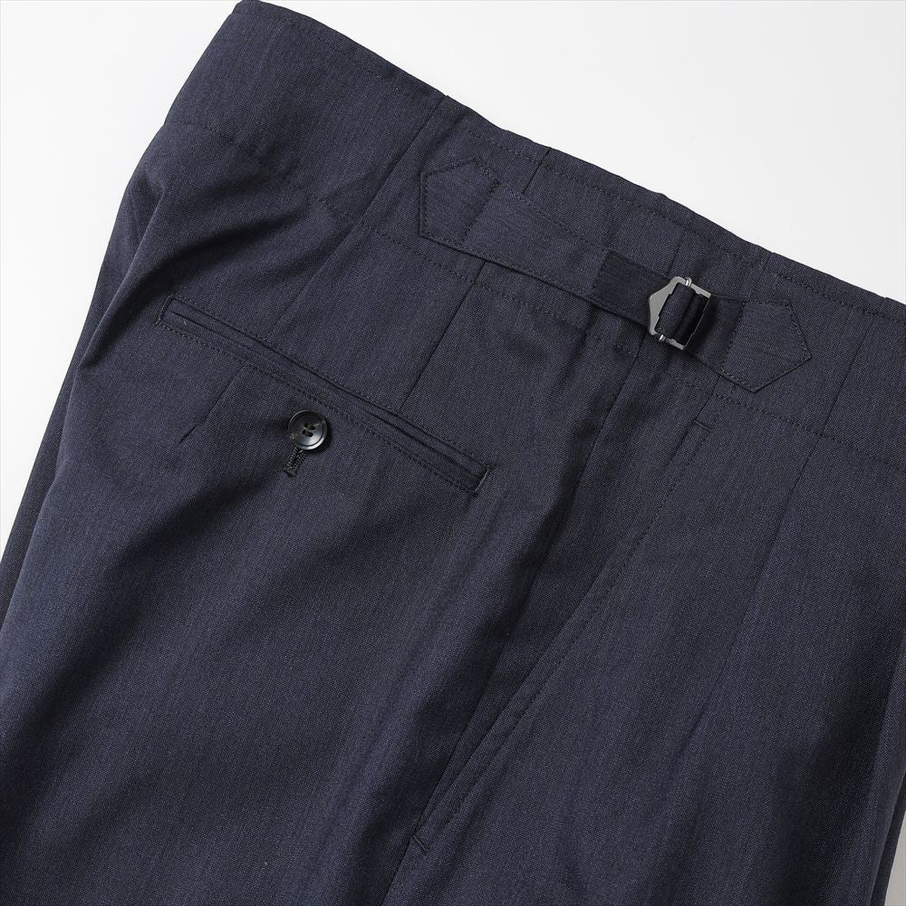 TWO TUCK MILITARY TROUSERS WOOL TROPICAL MELANGE